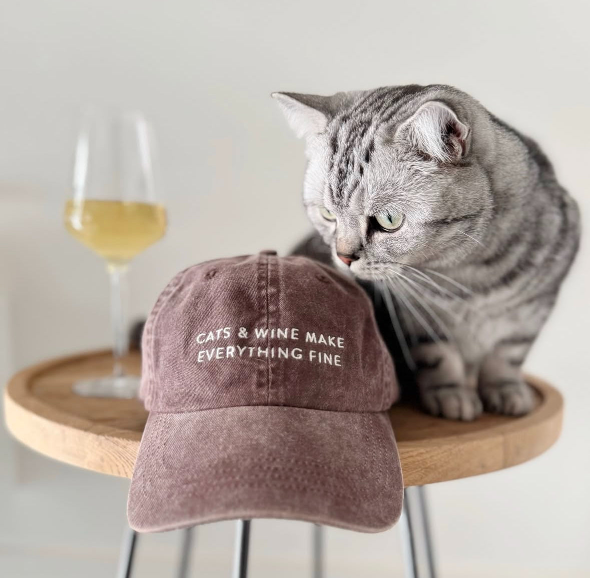 Cappello in denim marrone - Cats & Wine Make Everything Fine