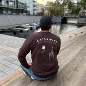 Brown Sweatshirt - Cats & Wine Make Everything Fine