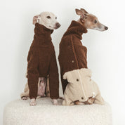 Beige & Brown Sighthound Fleece Onesie