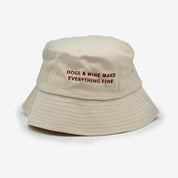 Cappello a secchiello in denim beige - Dogs & Wine Make Everything Fine