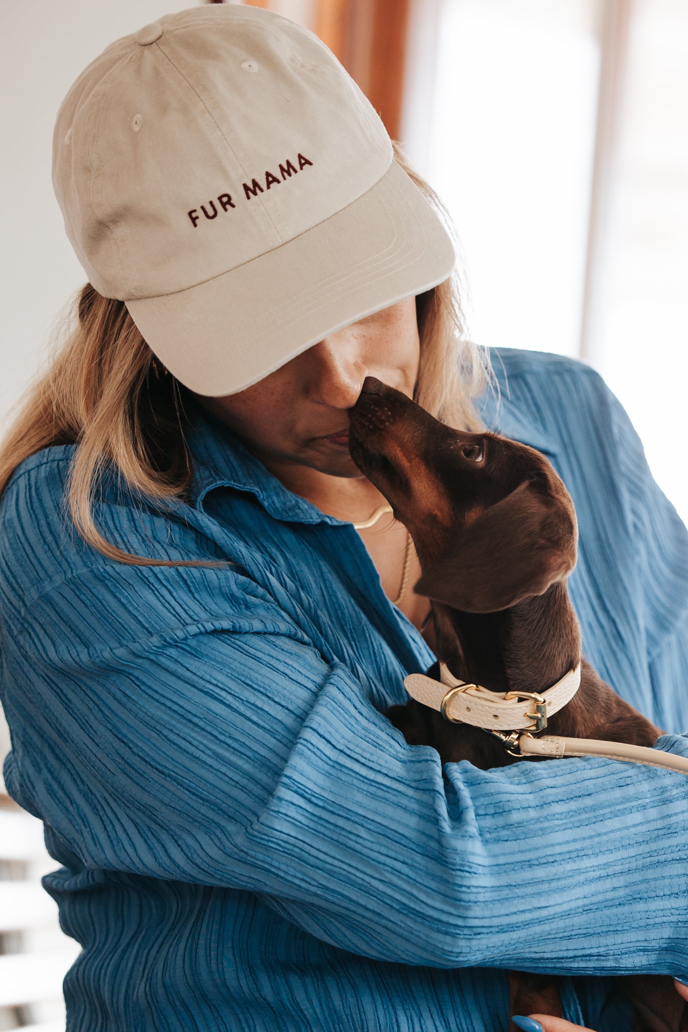 Berretto in Denim Beige - Fur Mama