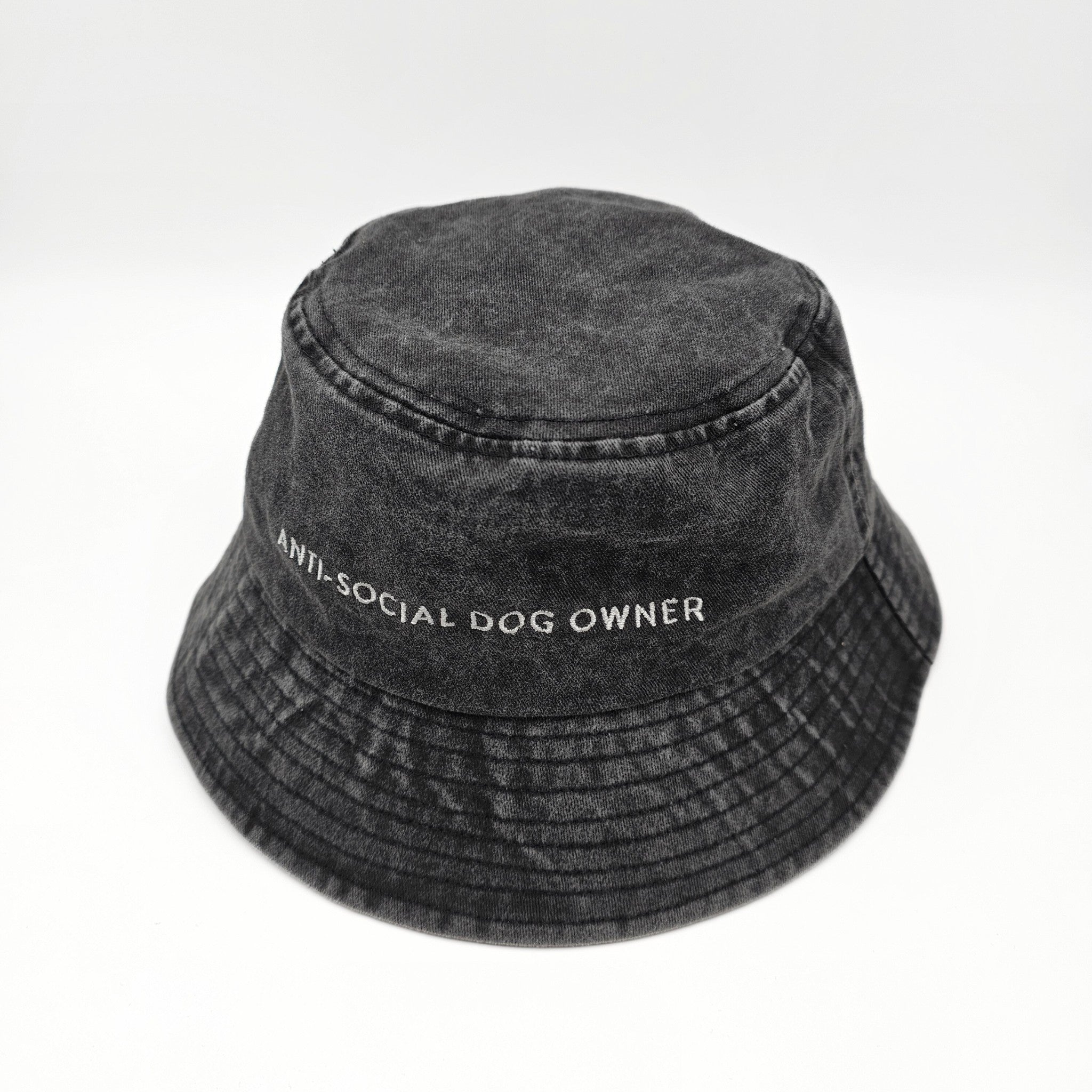 Cappello a secchiello in denim nero  - Anti-Social Dog Owner