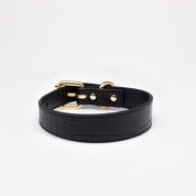 Collare per Cani Sottile in Pelle Nera effetto Coccodrillo