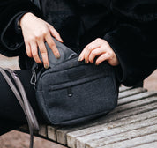 Borsa da passeggio per cani in denim nero - Crossbody