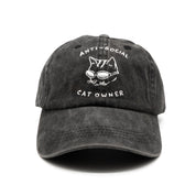Cappellino in denim nero - Logo "Anti-Social Cat Owner" 