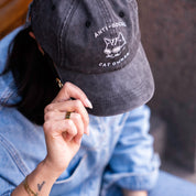 Cappellino in denim nero - Logo "Anti-Social Cat Owner" 