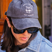 Cappellino in denim nero - Logo "Anti-Social Cat Owner" 