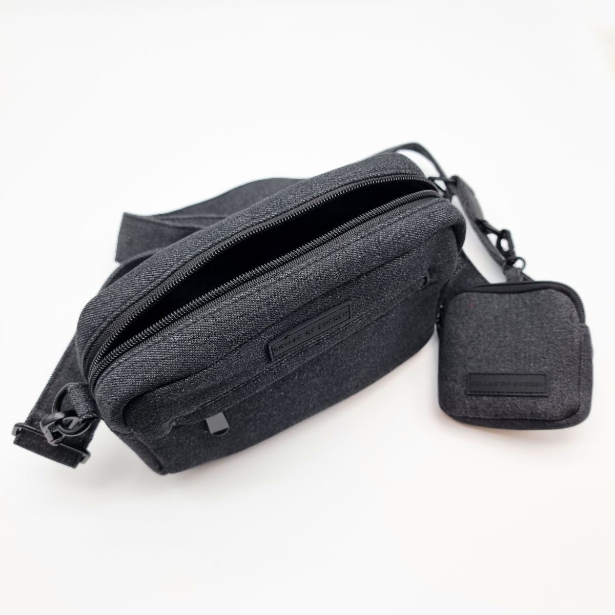 Borsa da passeggio per cani in denim nero - Crossbody