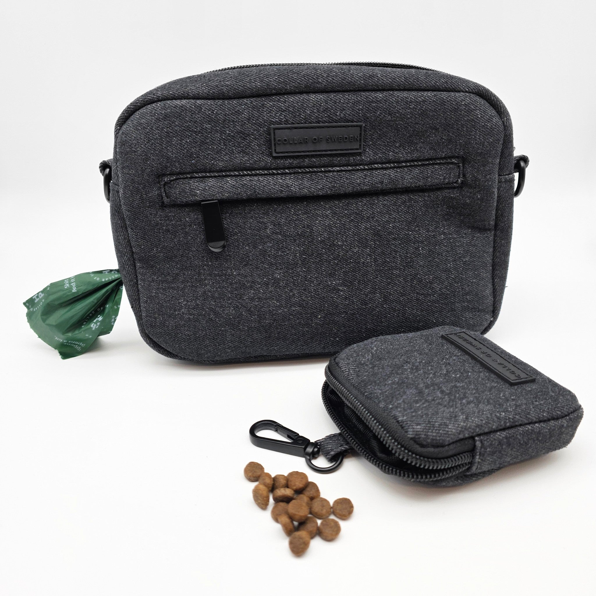 Borsa da passeggio per cani in denim nero - Crossbody