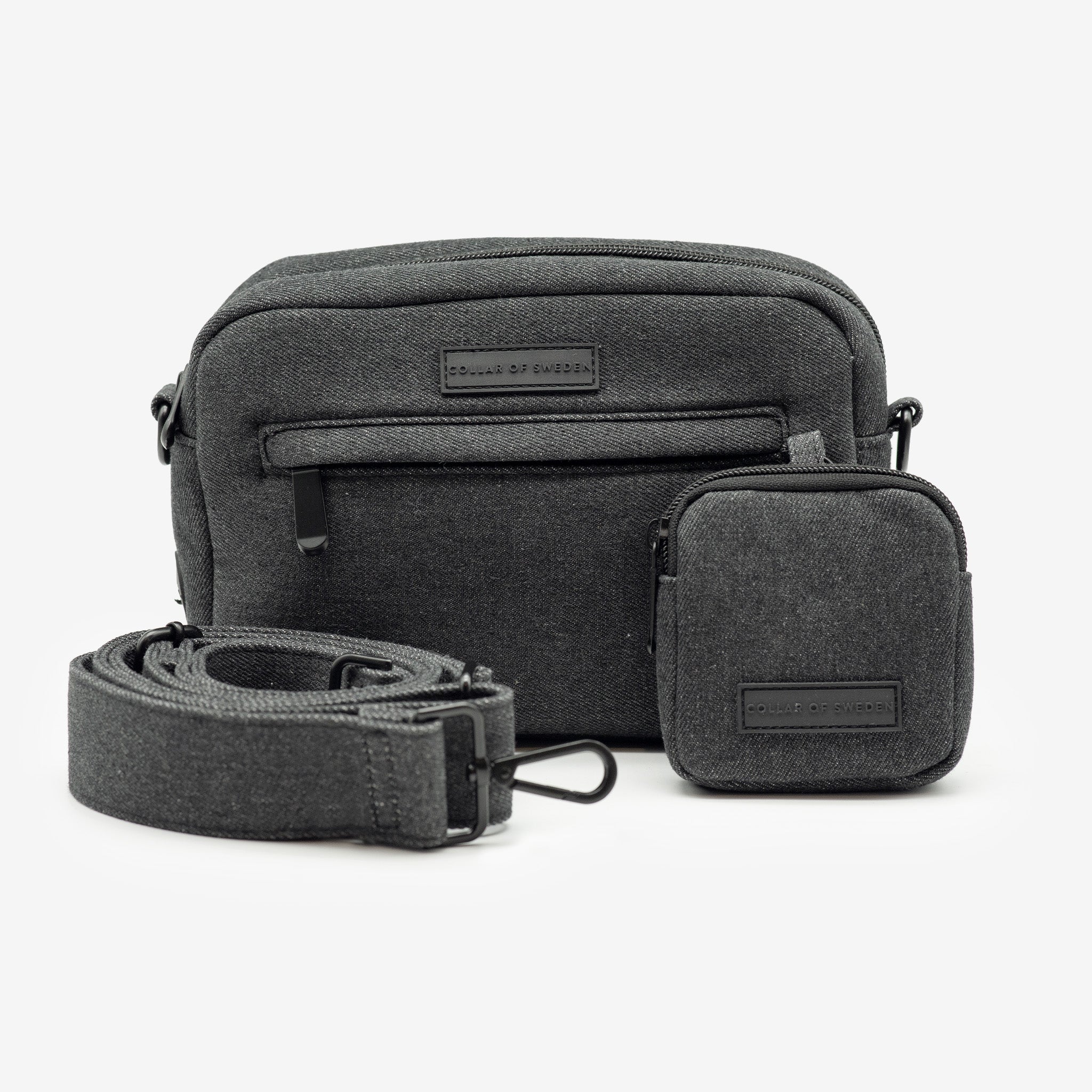 Borsa da passeggio per cani in denim nero - Crossbody