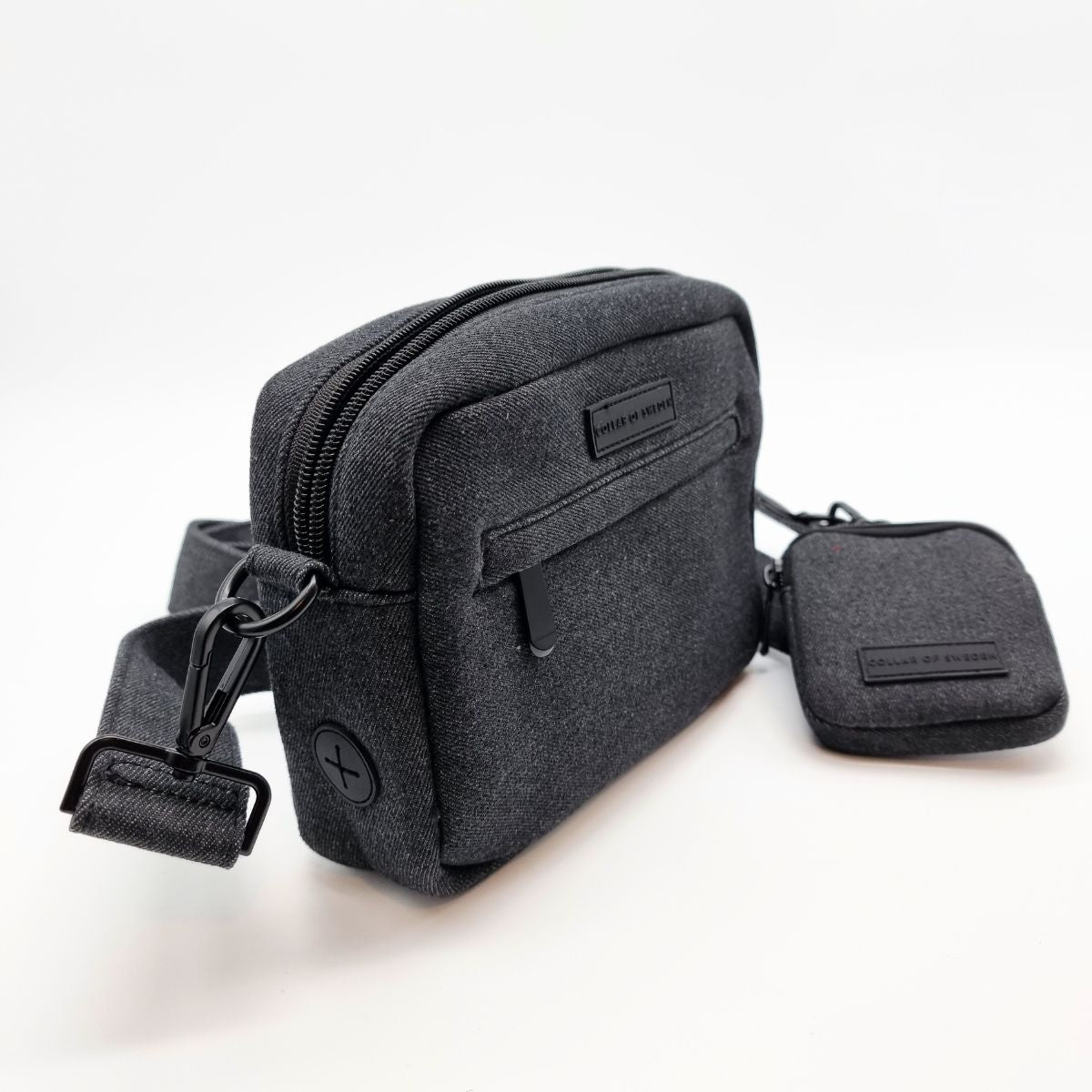 Borsa da passeggio per cani in denim nero - Crossbody