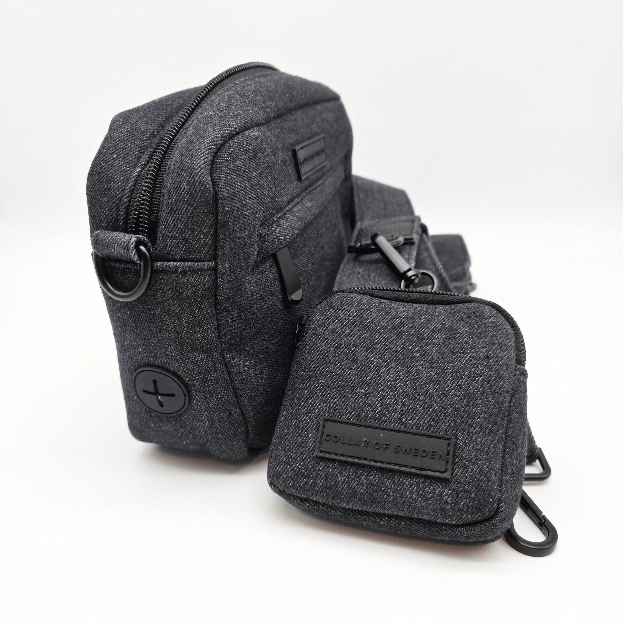 Borsa da passeggio per cani in denim nero - Crossbody