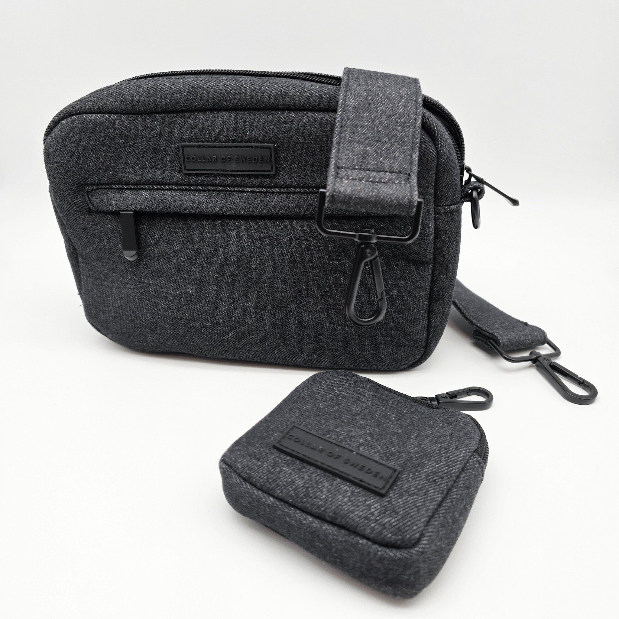Borsa da passeggio per cani in denim nero - Crossbody