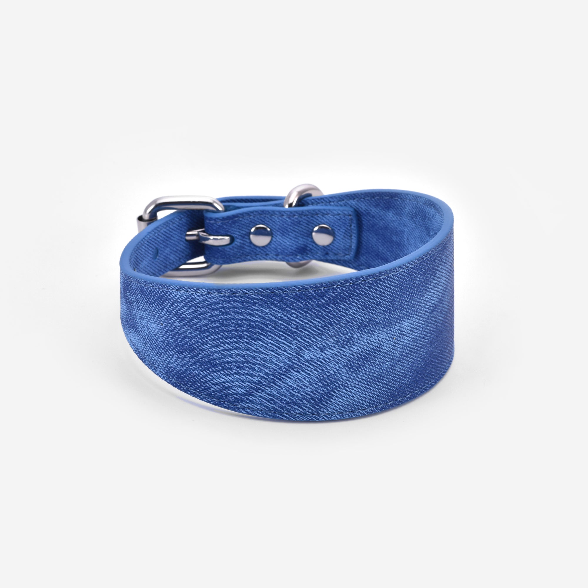Collare per Cani in Denim Blu Largo