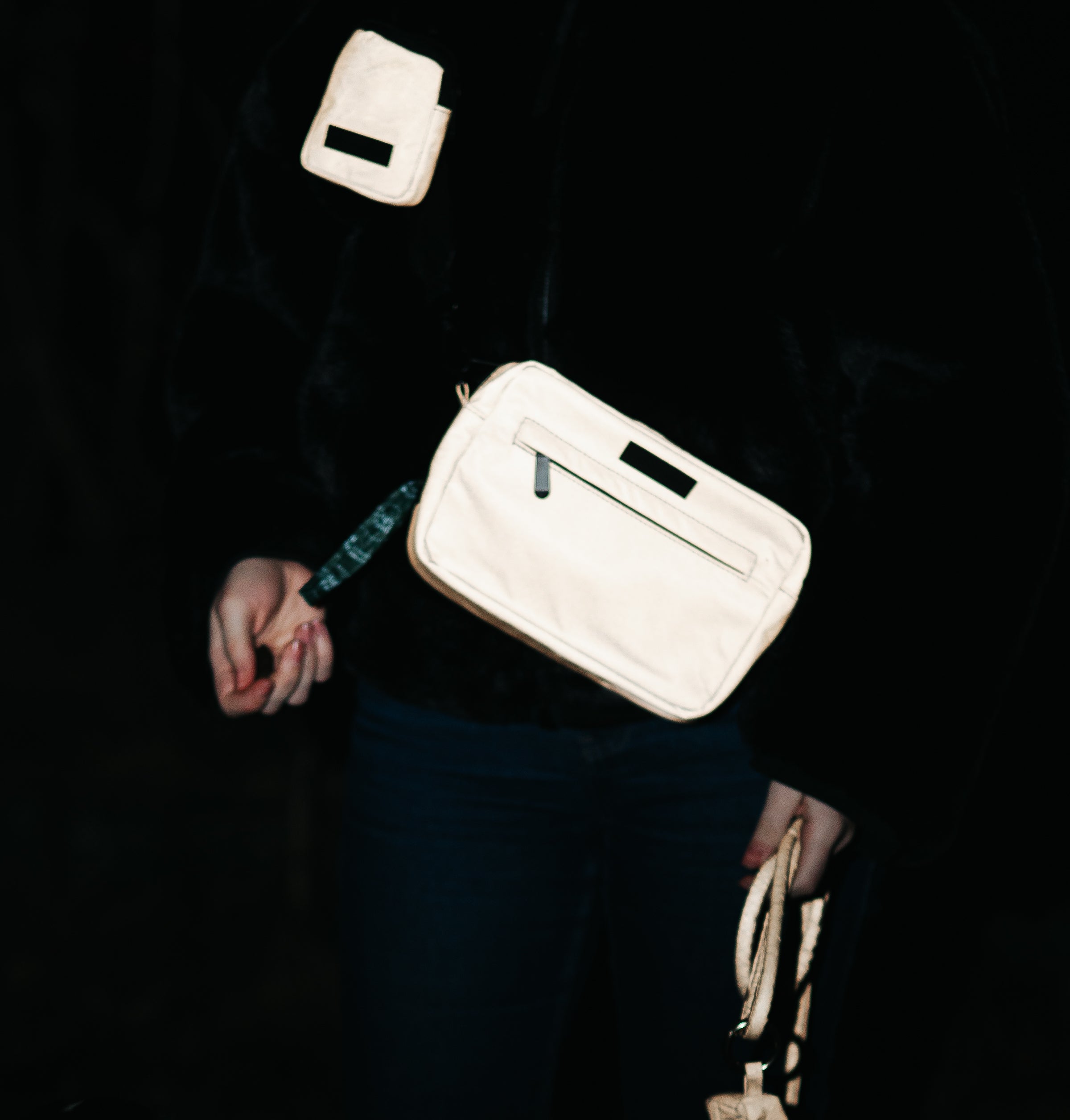 Borsa da passeggio per cani in bronzo riflettente - Crossbody