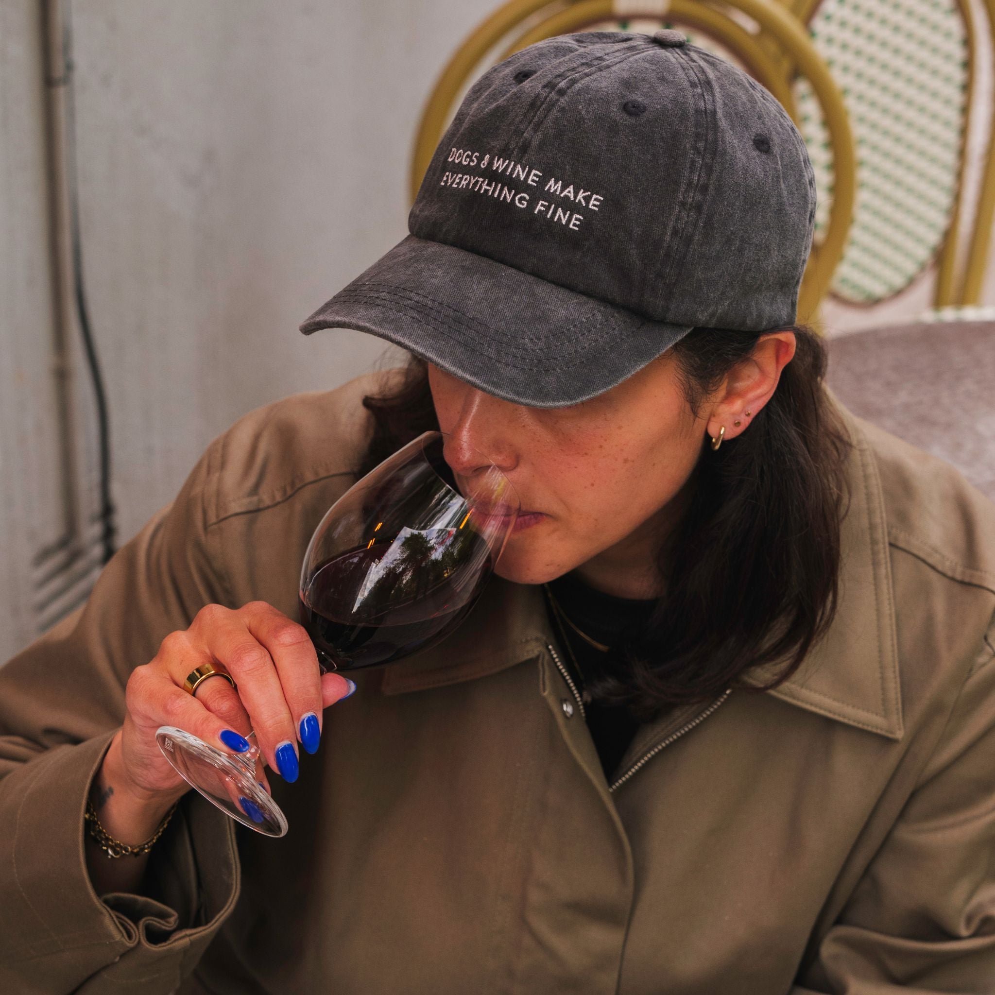 Cappello in Denim Nero - Dogs & Wine Make Everything Fine 