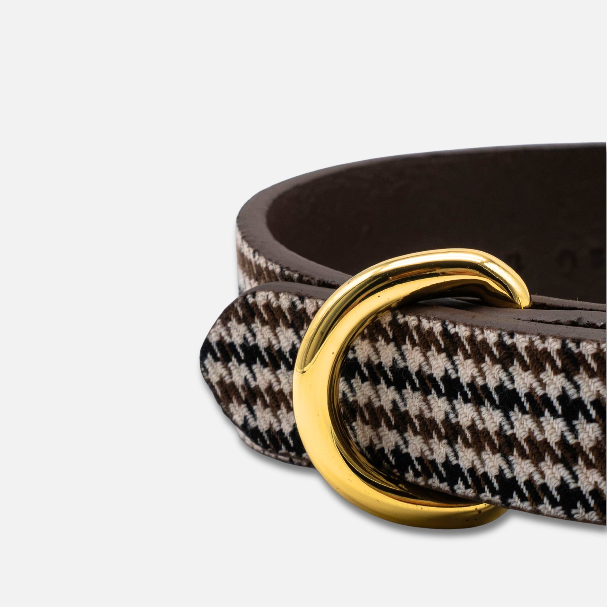 Collare per Cane Beige a Pied de Poule Sottile