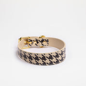 Collare per Cane Beige a Pied de Poule Sottile