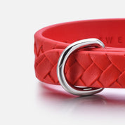 Collare Intrecciato Sottile Rosso Puro per Cani