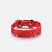 Collare Intrecciato Sottile Rosso Puro per Cani