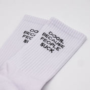 White Tube Socks - Dogs. Because People Suck